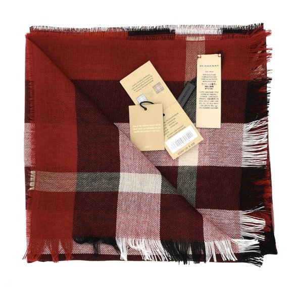 NWT BURBERRY TONAL LIGHTWEIGHT CHECK WOOL CASHMERE SCARF - Picture 3 of 3